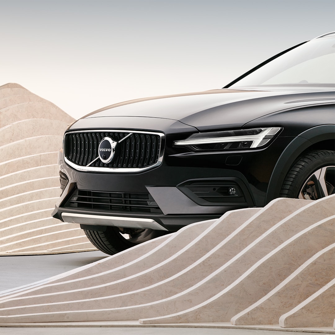 The Volvo V60 Cross Country LED headlamps for enhanced visibility.
