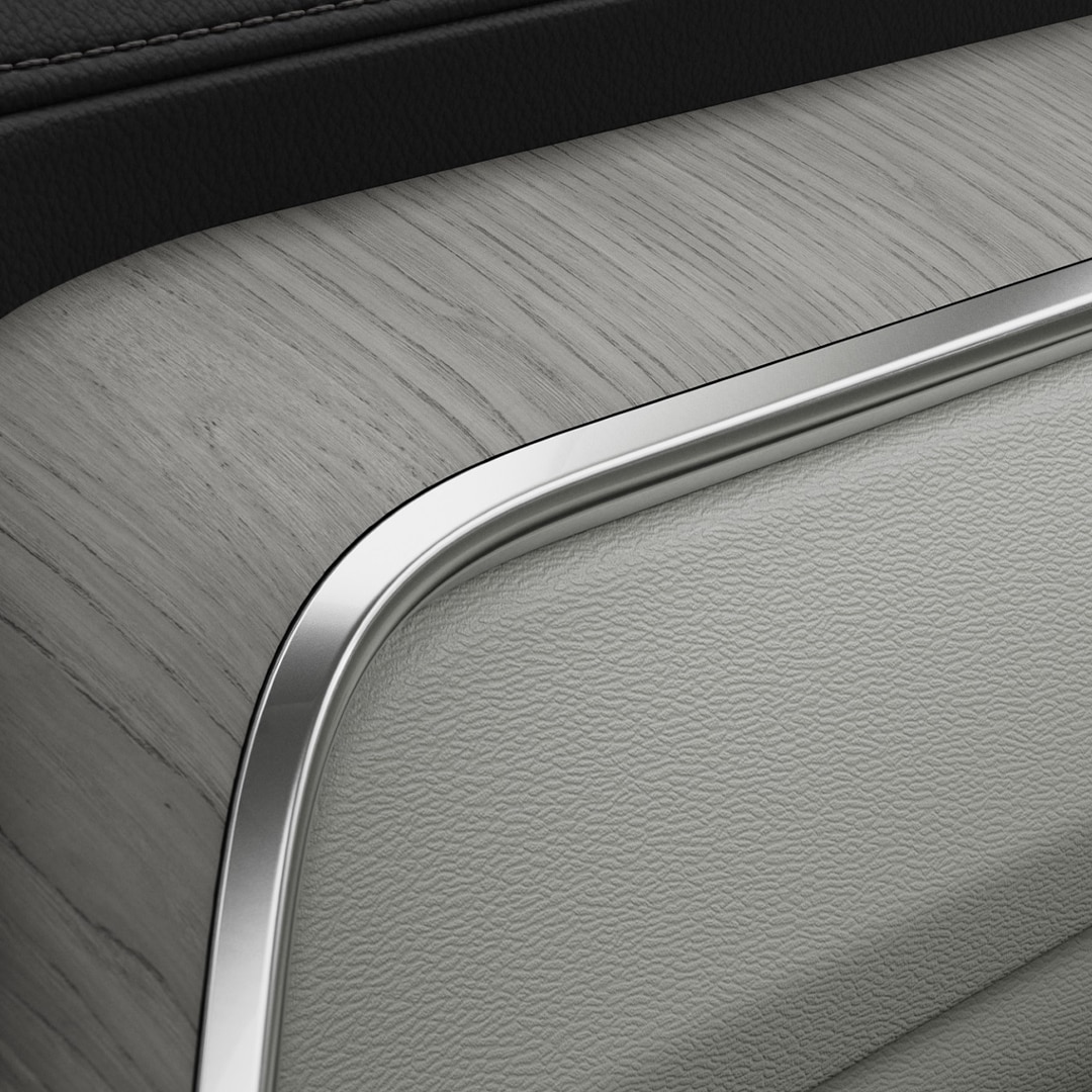 Die Dekoreinlage aus echtem Treibholz in einem Volvo V60 verleiht dem Innenraum einen natürlichen Touch.