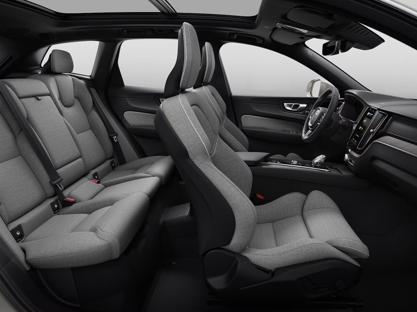 Side view of interior of the Volvo XC60 Recharge.