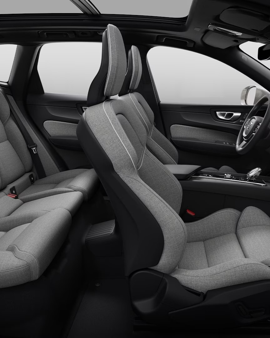 Side view of interior of the Volvo XC60 Recharge.