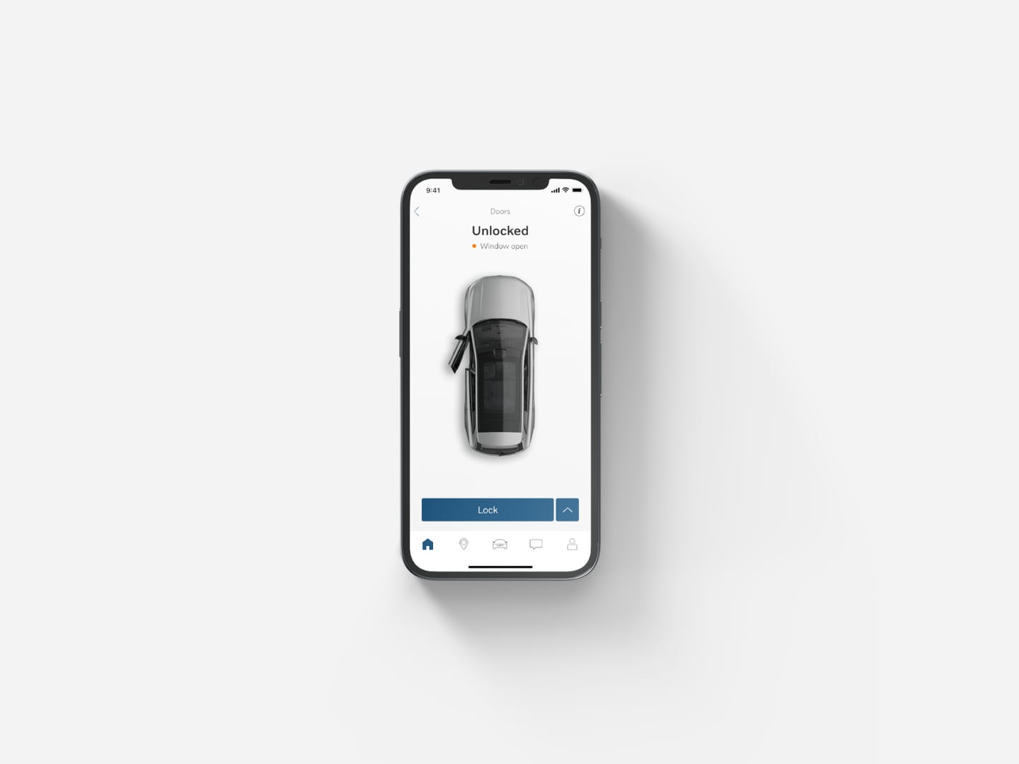 En skærm fra Volvo Cars app.