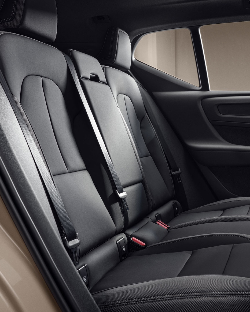 The rear seats of the fully electric Volvo EX40.