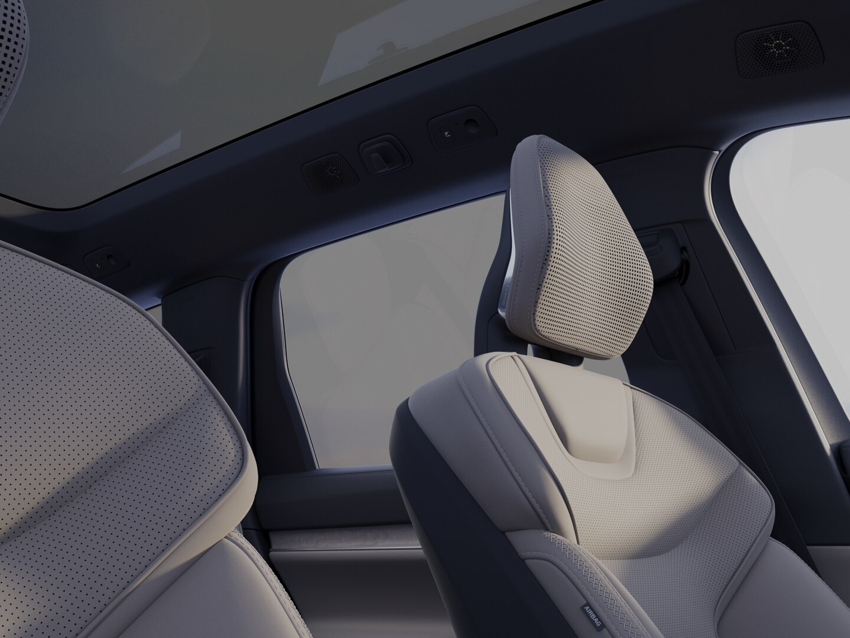 Seats and headrests in a Volvo EX90.