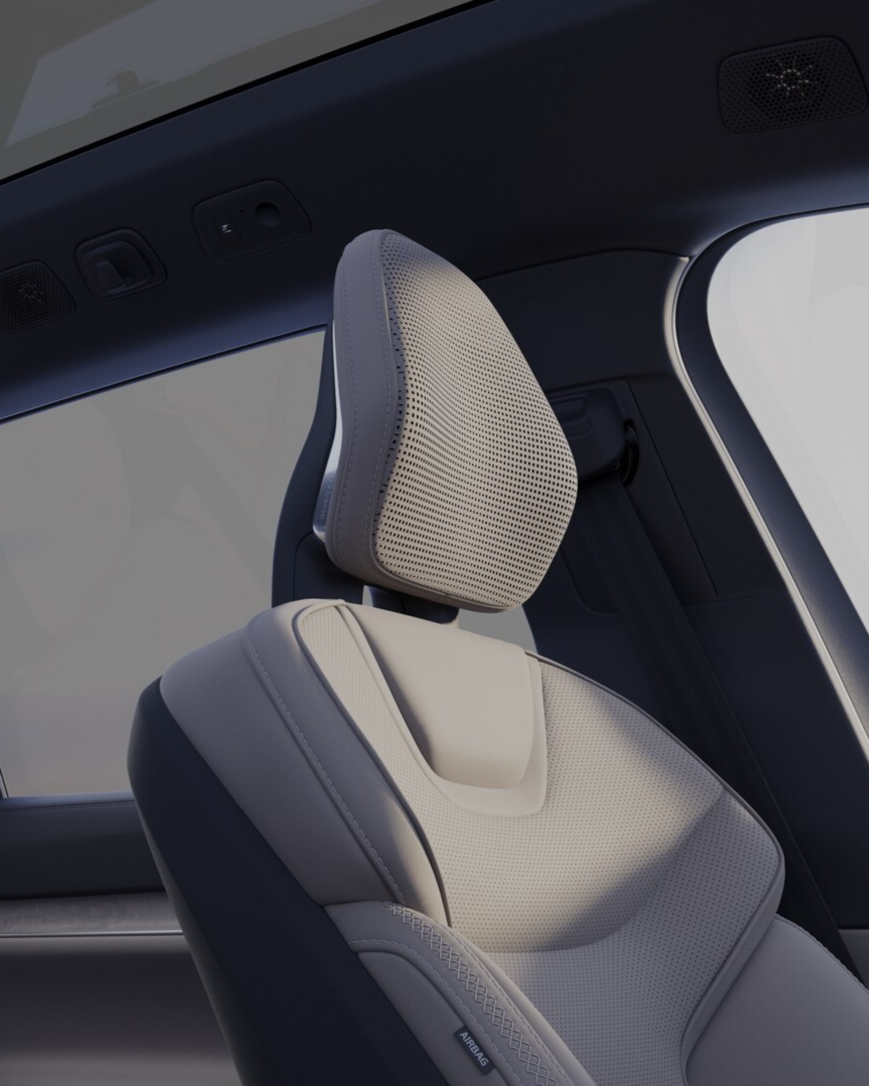 Seats and headrests in a Volvo EX90.