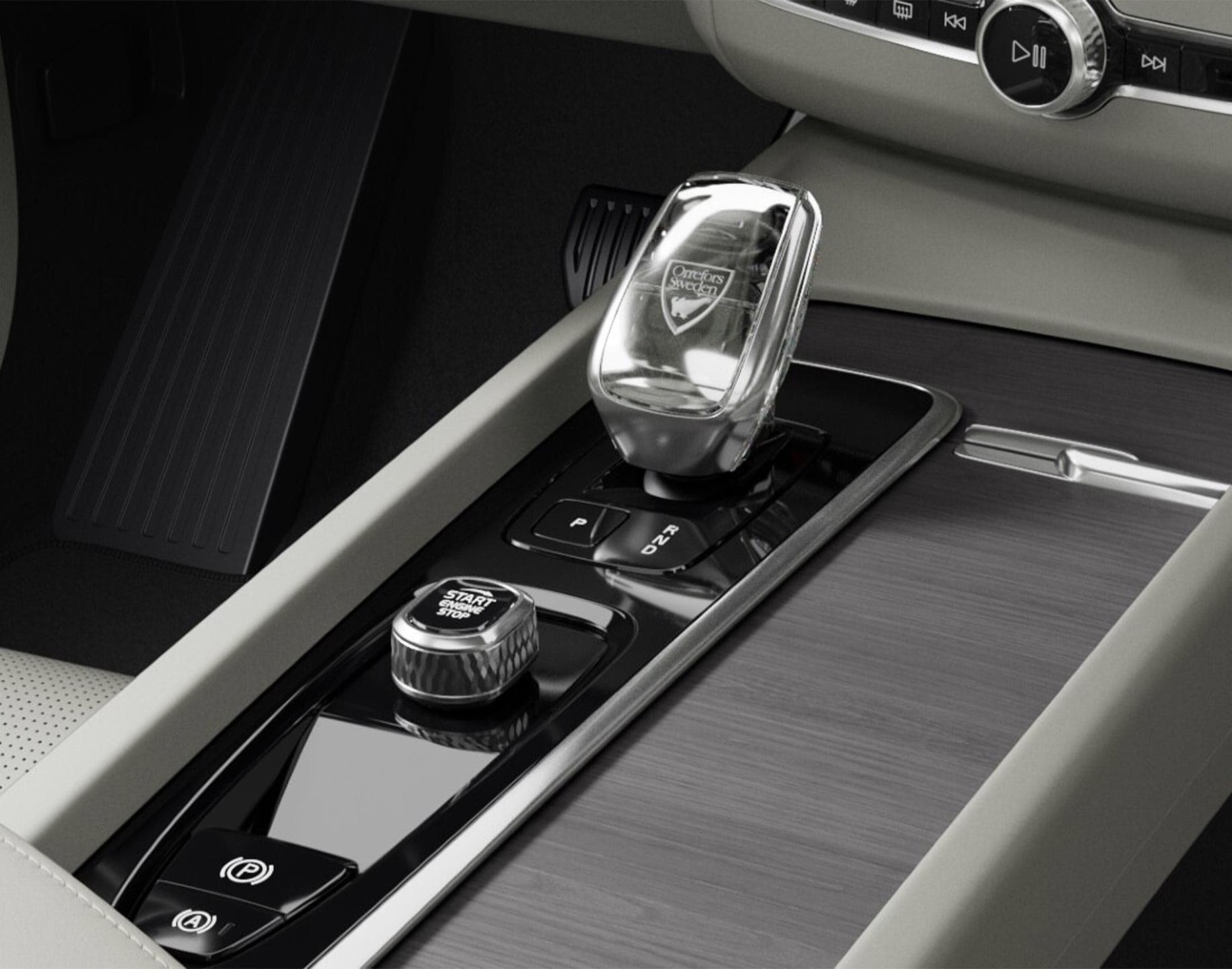 A close up of the gear shifter in a Volvo XC60 SUV.