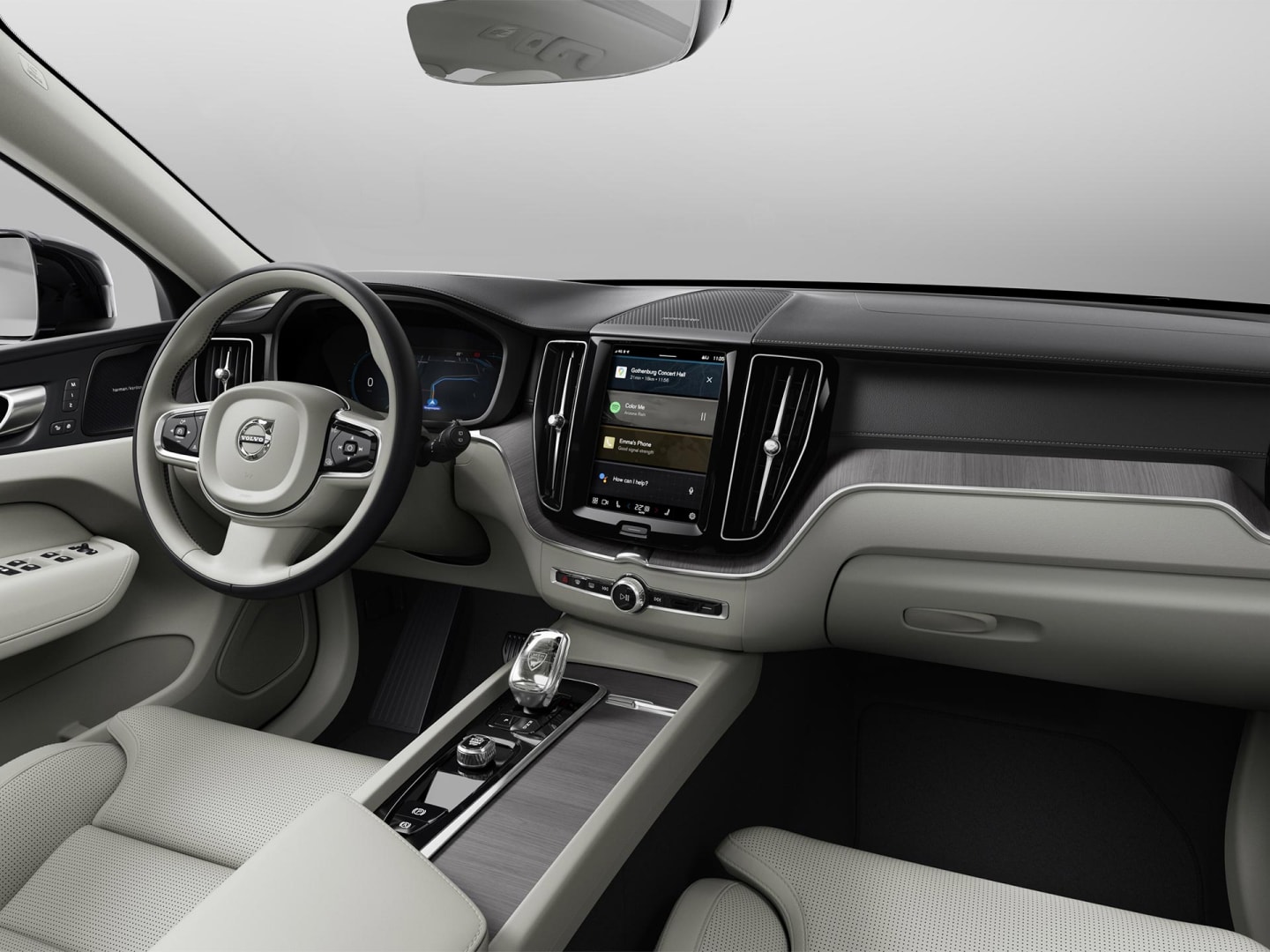 Front interior of a Volvo XC60.