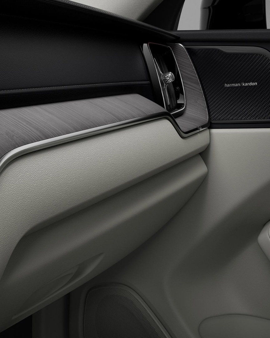 Close up of the inside decor in a Volvo XC60 SUV.