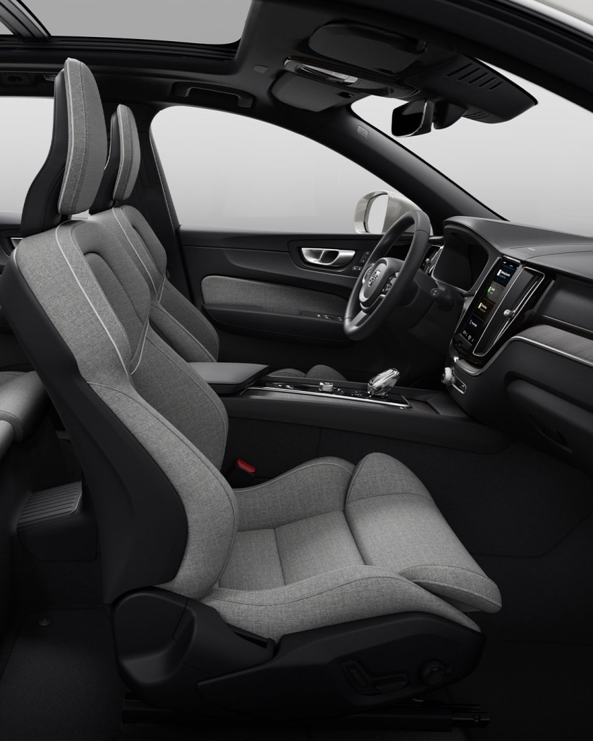 Side view of interior of Volvo XC60 plug-in hybrid.