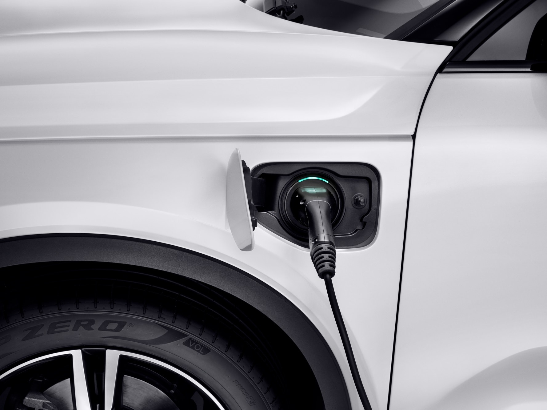 A Volvo XC40 hybrid is charging