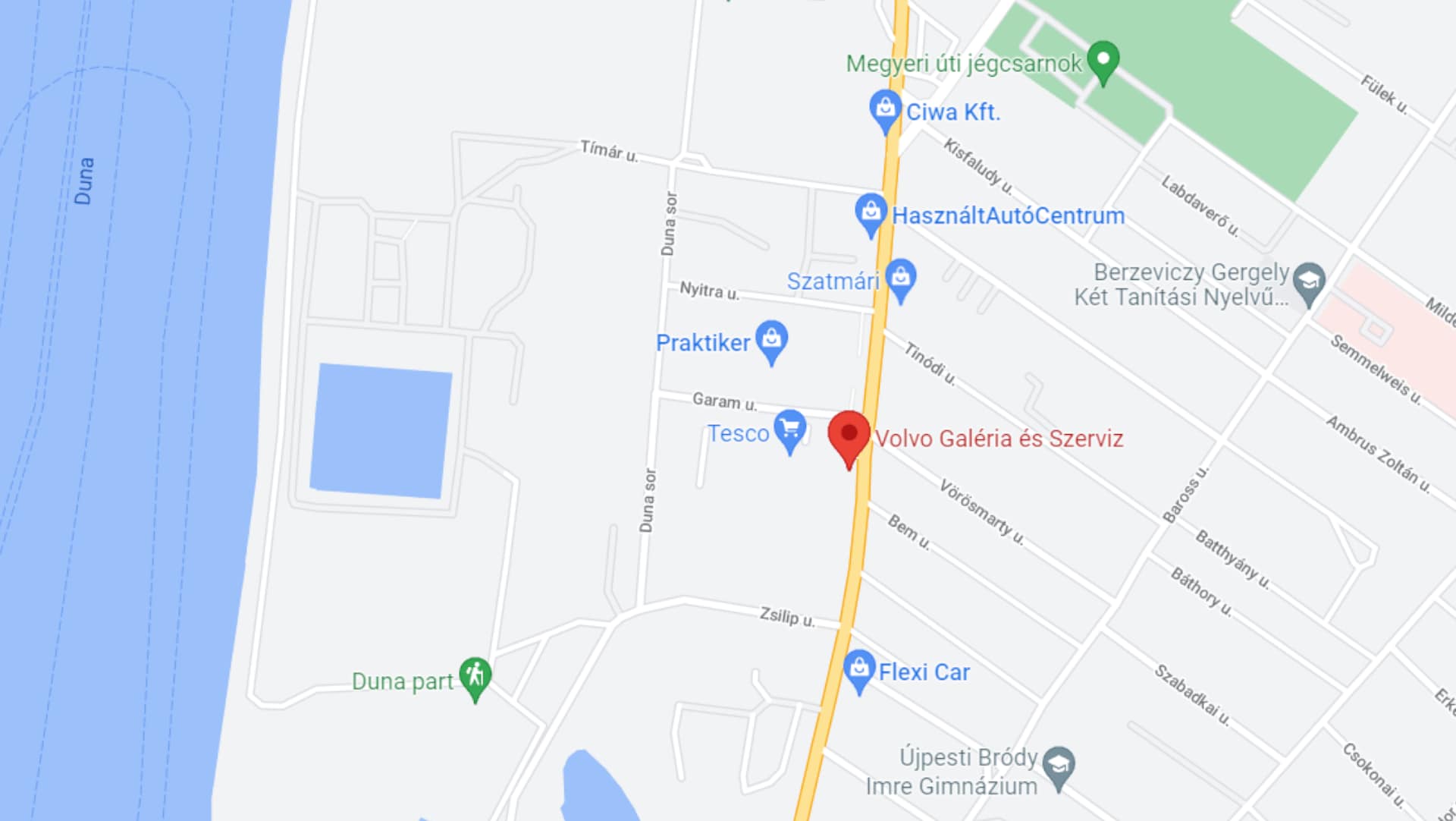 Volvo Galéria és Szerviz lokációja a Google Maps-en