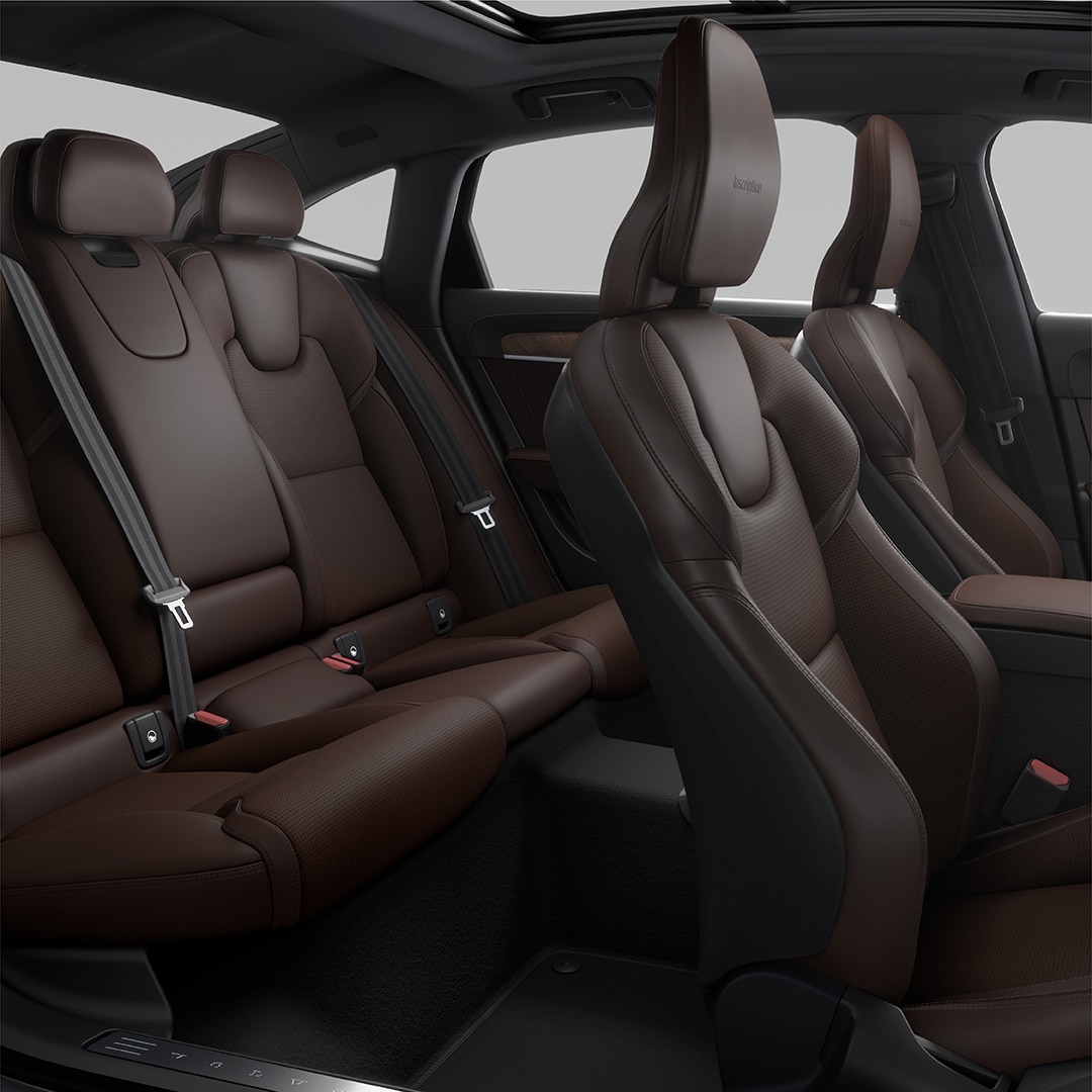 Exclusive cabin interior of Volvo S90 sedan.