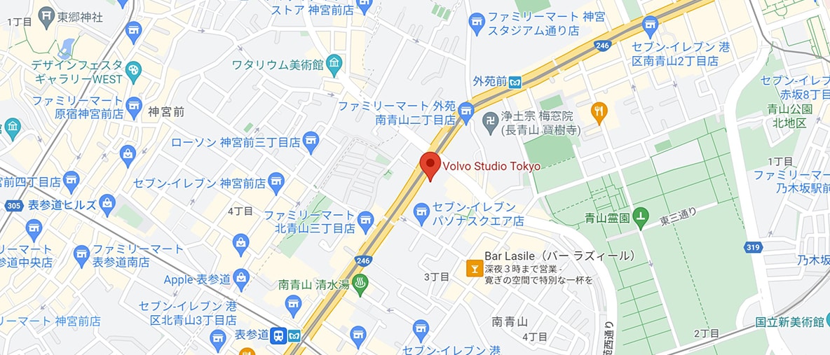 Volvo studio Tokyo map