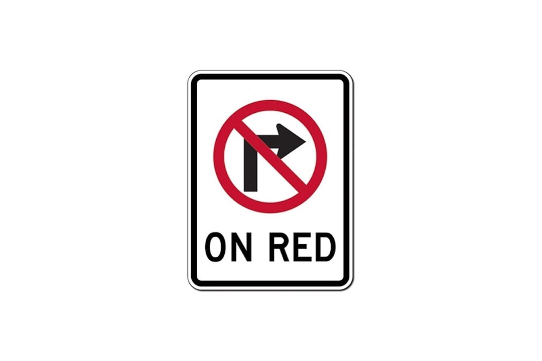 Crossed out right turn arrow