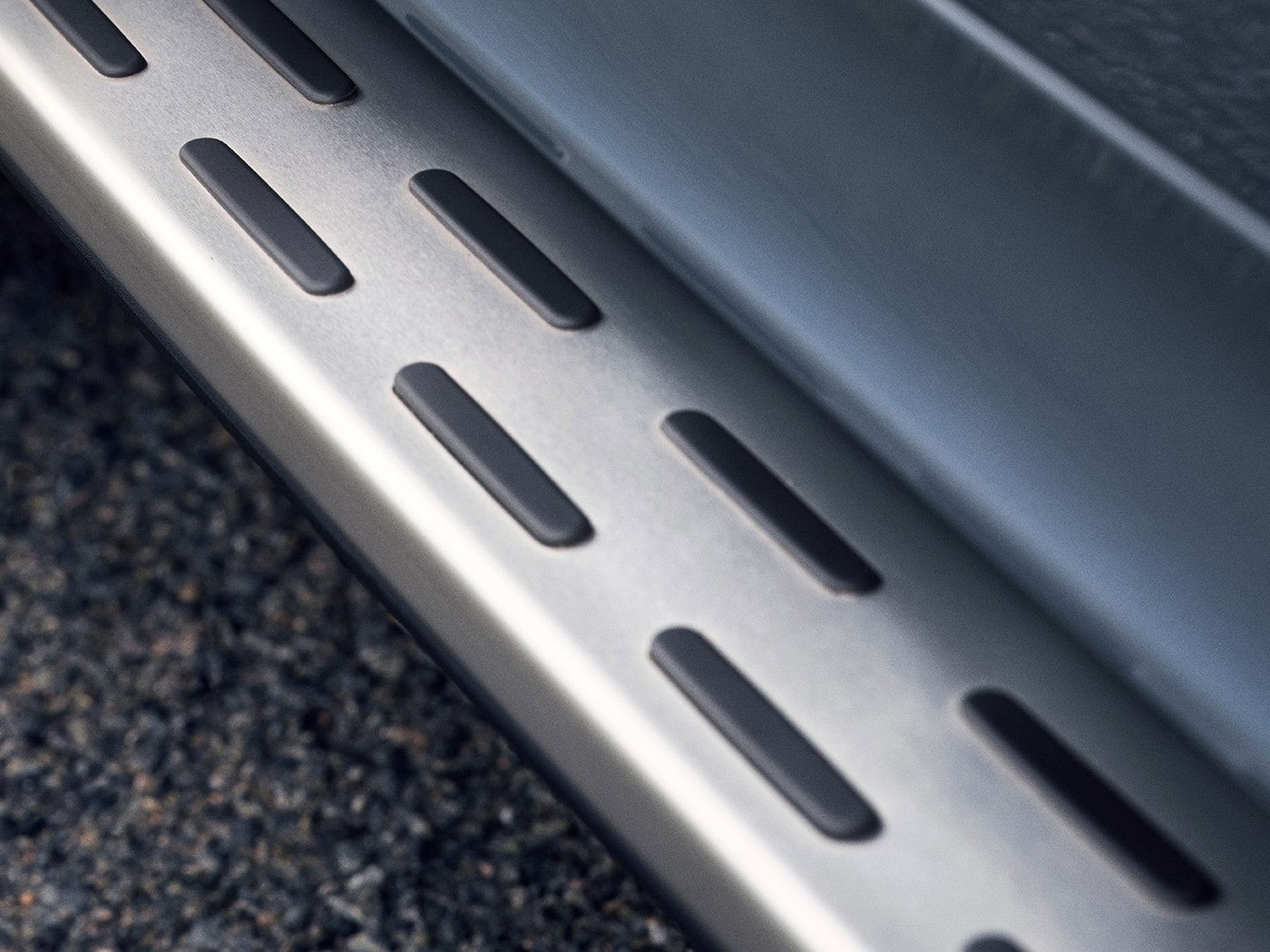 Detail of a stainless-steel running board