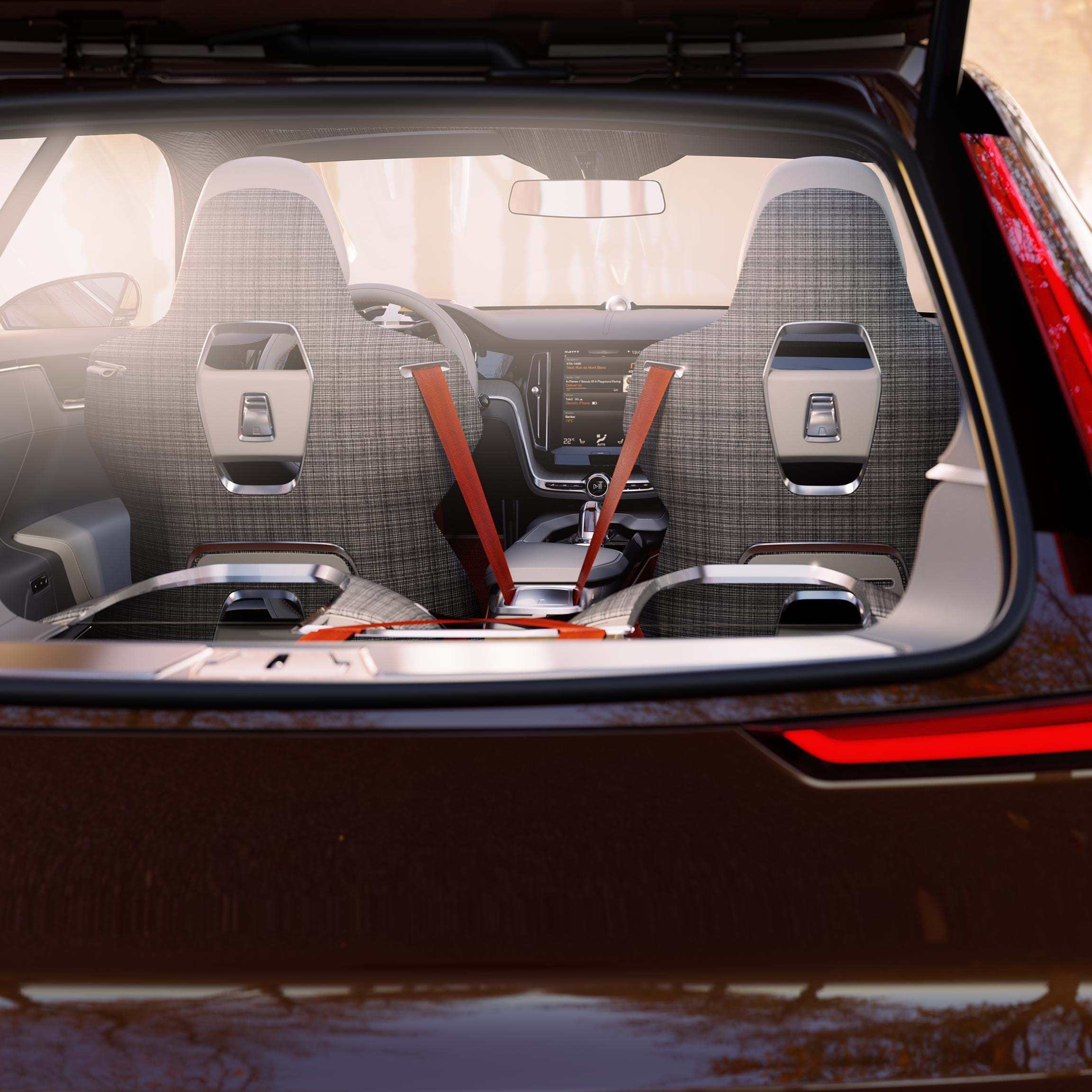 Rear of Volvo Concept Estate with luggage space door open