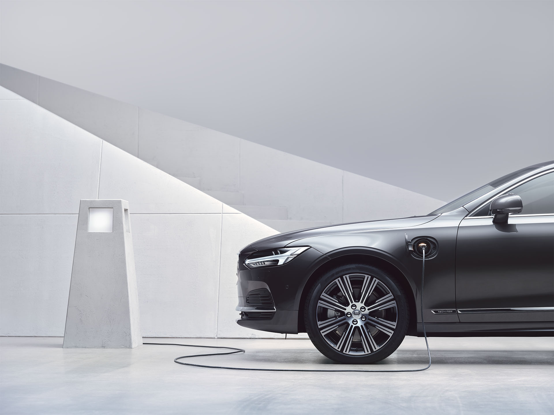 A Volvo S90 plugin hybrid is charging