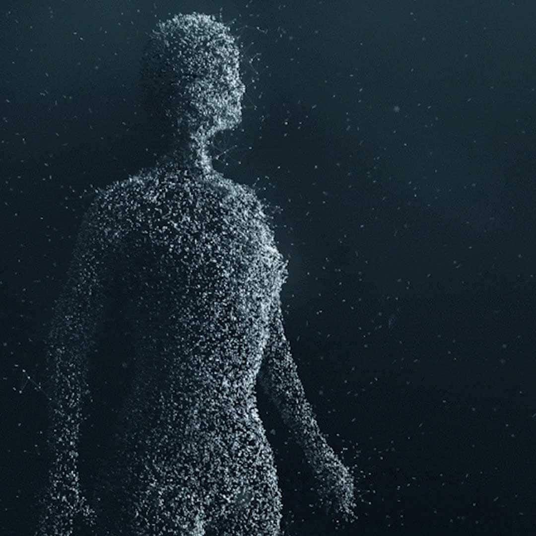 L’iniziativa EVA di Volvo Cars: una forma umanoide composta da piccole particelle luminose.