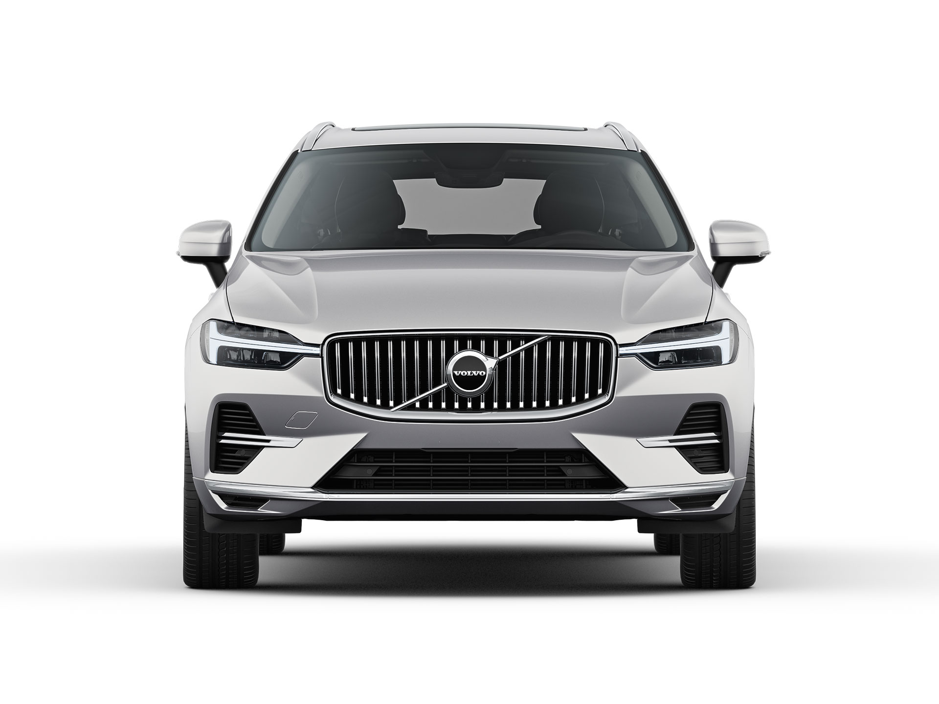 The front of a Volvo XC60 Recharge plug-in hybrid SUV.