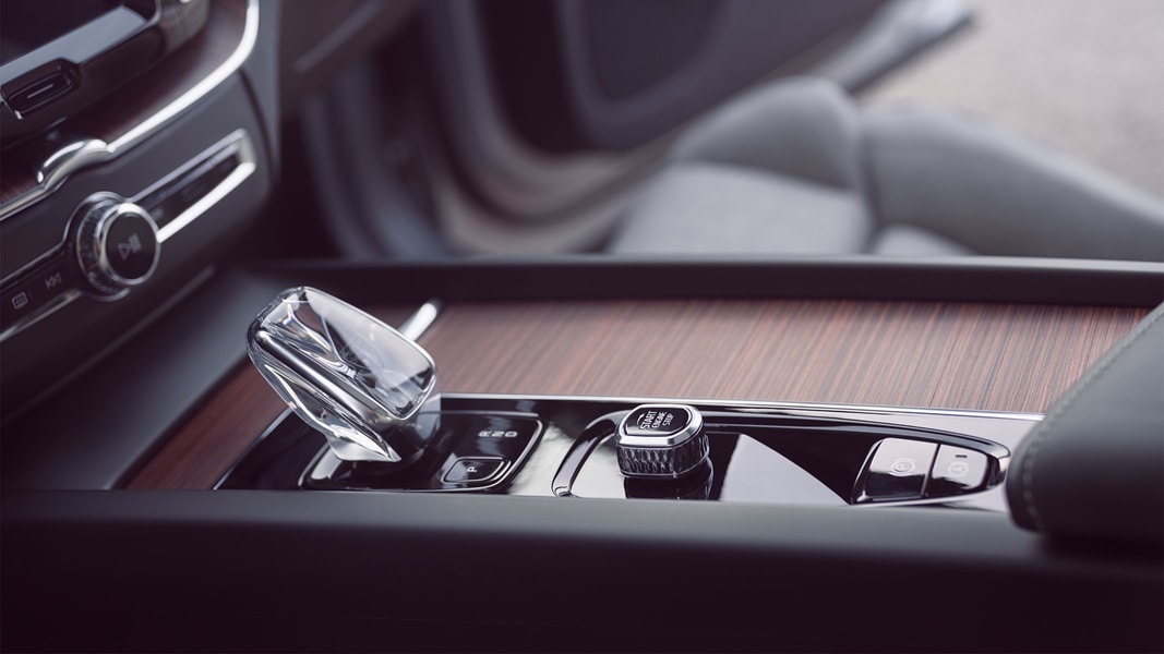 Inside a Volvo, a crystal gear shifter in genuine Swedish crystal from Orrefors.