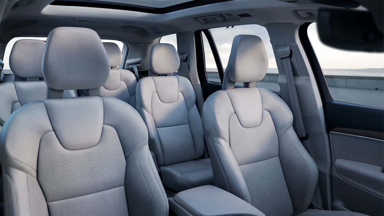 Interior of XC90 showing light grey seating.