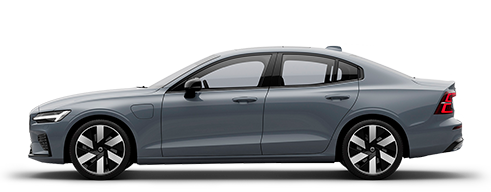 Volvo S60 Recharge 雙能電動轎車的側面輪廓。