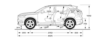 XC40 side view of dimensions