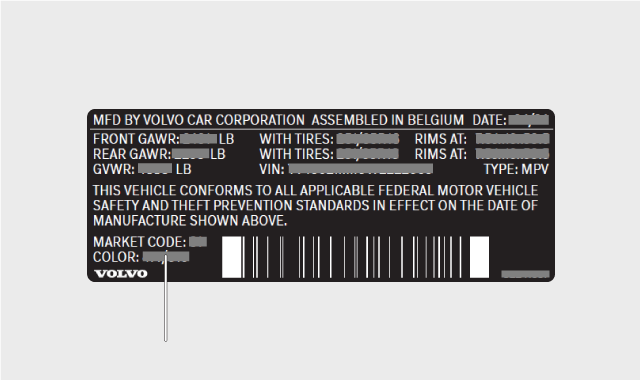 U.S. paint color code on product label