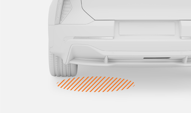 The sensor picks up movement under the rear bumper.