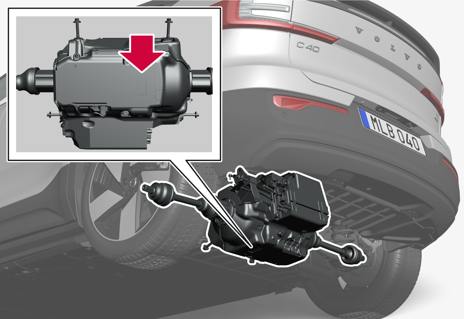 P6-C40 BEV-2317-Stamped engine number electrical motor rear