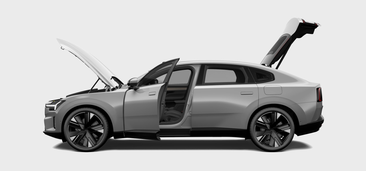 Side view of the car highlighting major storage areas.
