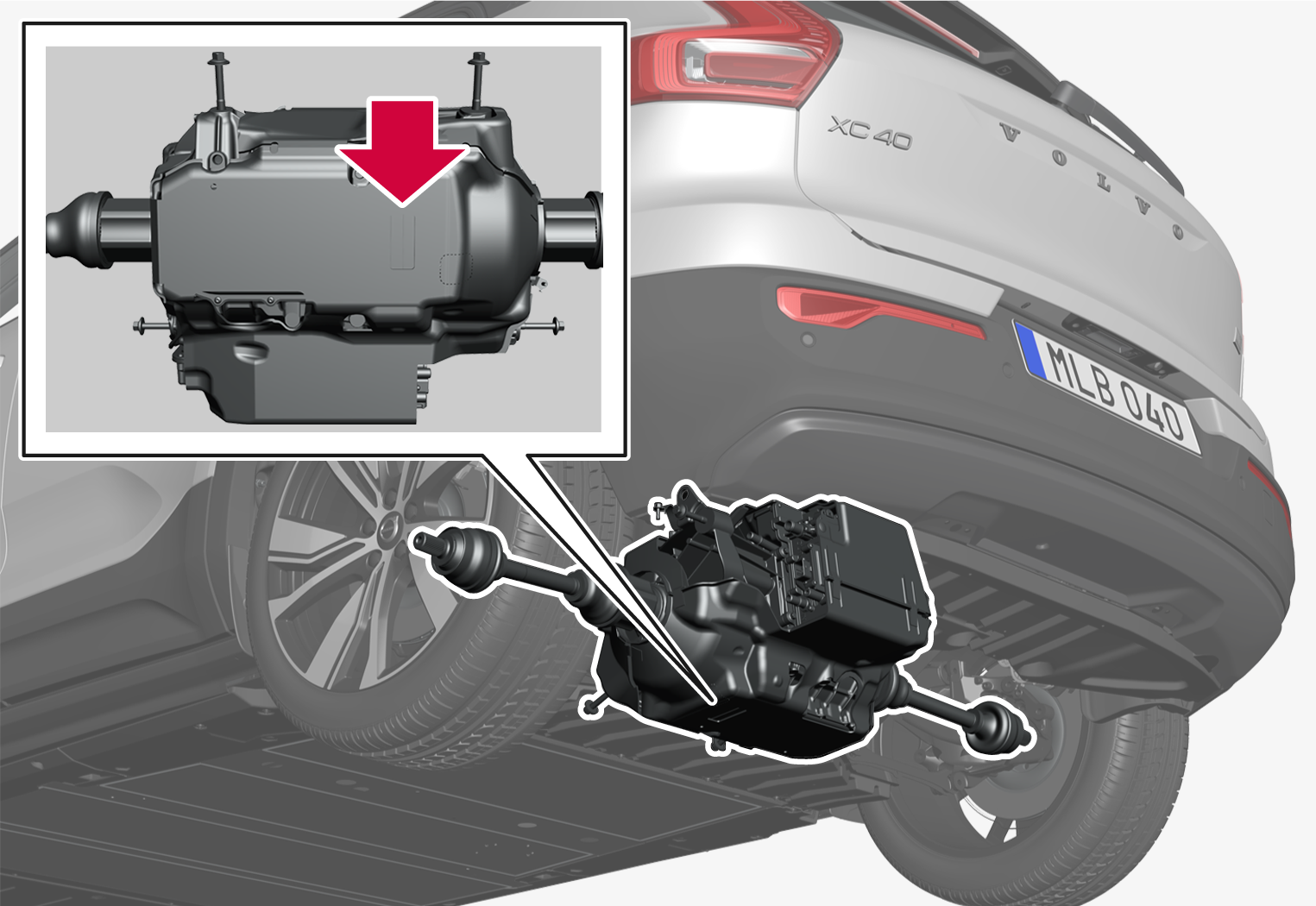 P6-XC40 BEV-2317-Stamped engine number electrical motor rear