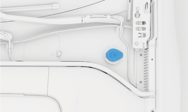 Washer fluid cap location