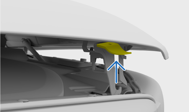 Release lever on the underside of the bonnet