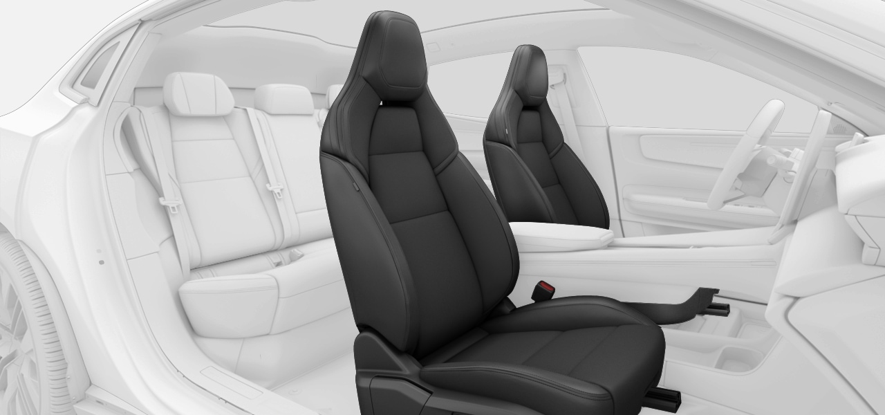 Side view of the front seats