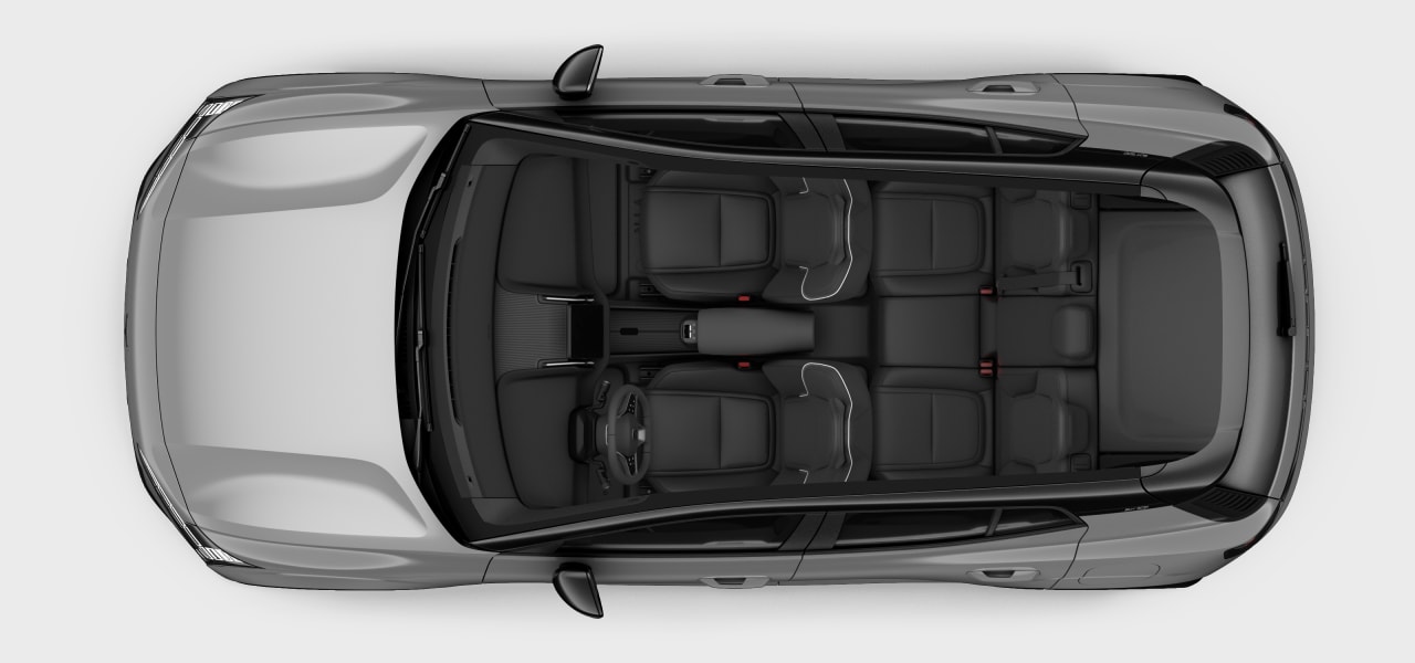 A top-down view of the car interior