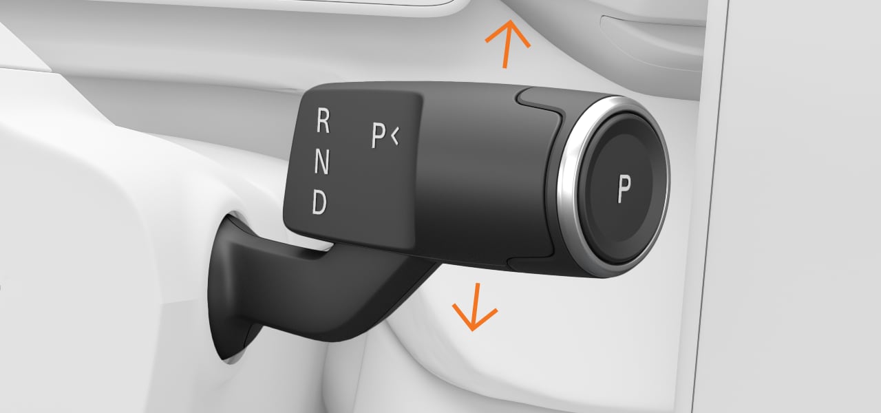 The gear stalk and its possible directions of movement