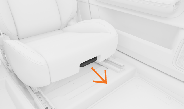Handle on the front of the seat cushion