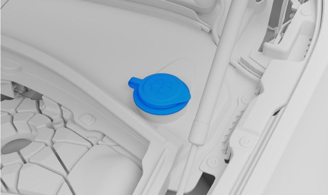 Washer fluid cap location