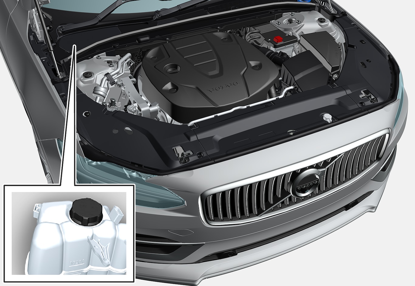 P5-S90/V90-1617-Overview engine coolant, right hand drive