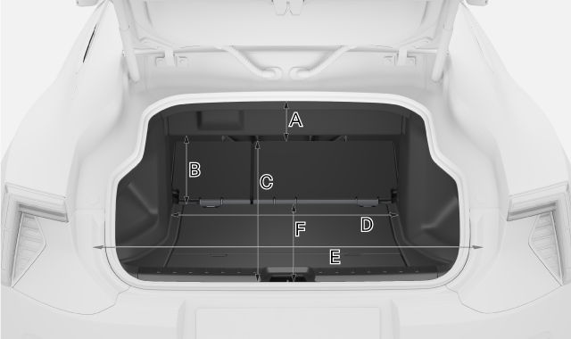 Auto, vista posteriore con dimensioni