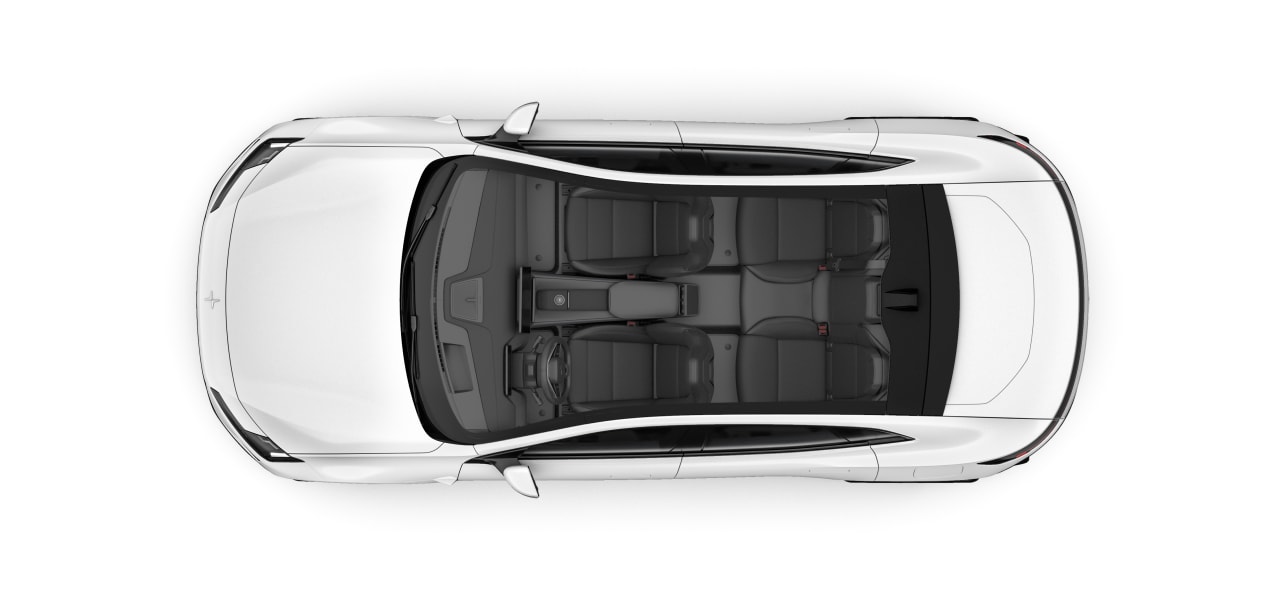Top-down view of the vehicle interior