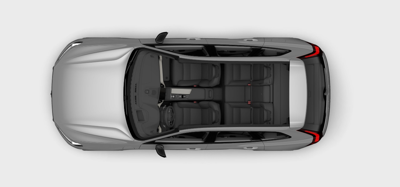 A top-down view of the car interior