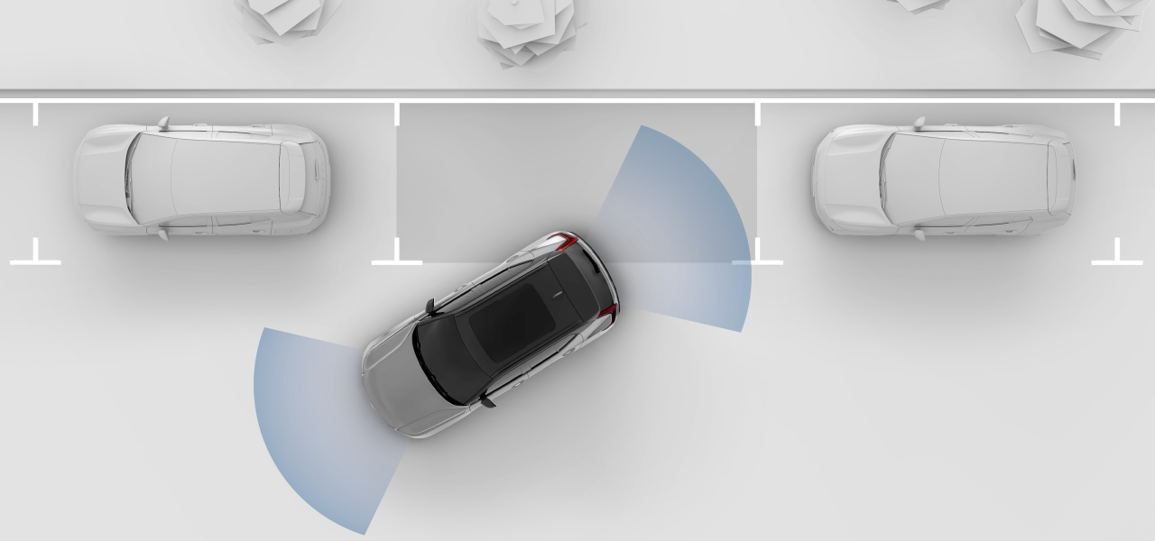 Изглед отгоре на паркирана кола.