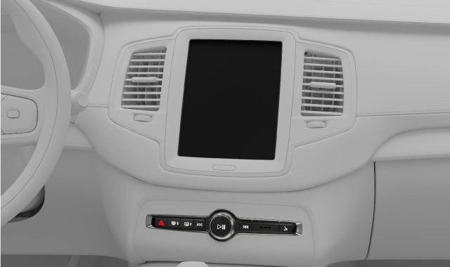 Centre display and defroster buttons on the button panel below the centre display