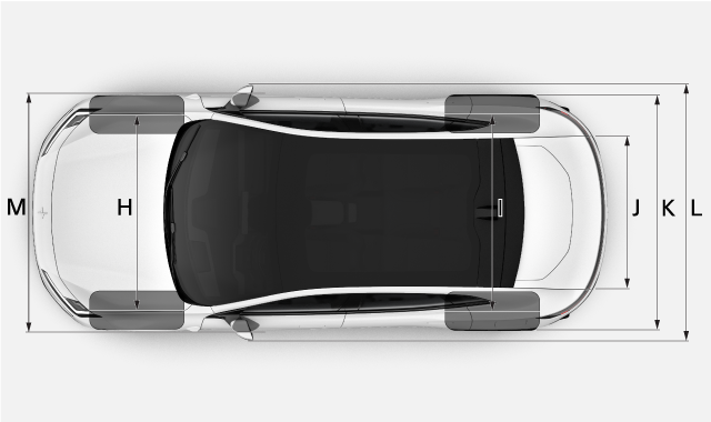 Auto, bovenaanzicht met afmetingen