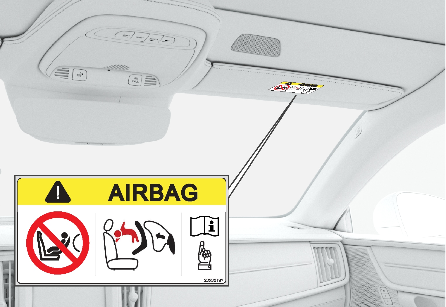 PS-1926-Airbag label on the passenger side's sun visor