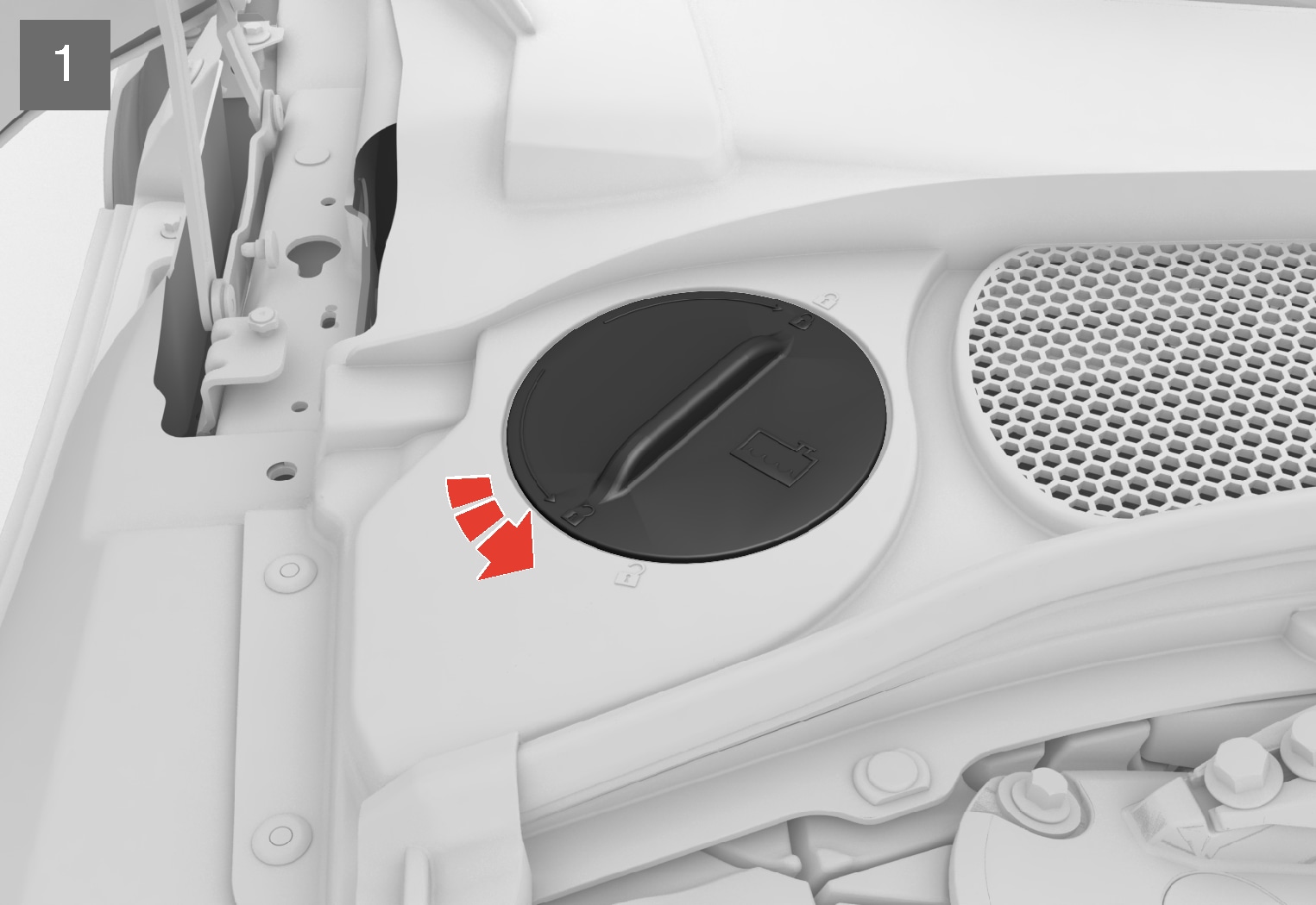 PS-1926-Refill engine coolant, remove first lid