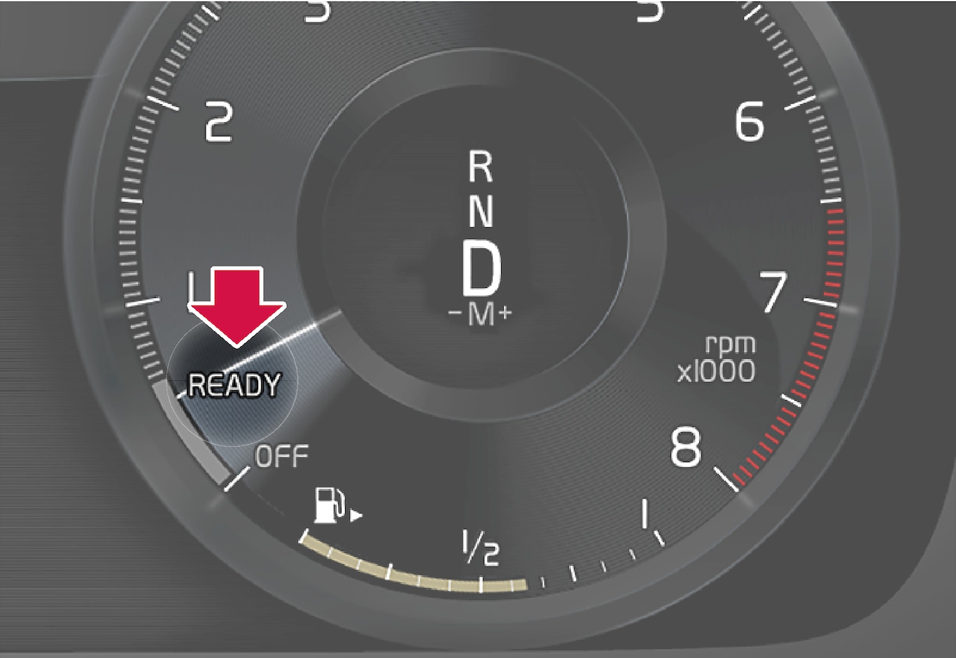 P6-1746-XC40-StartStop READY symbol in gauge