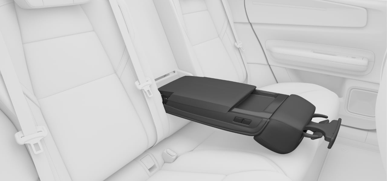 Rear center armrest folded down