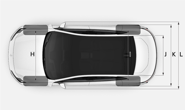 Vehicle, top view with dimensions
